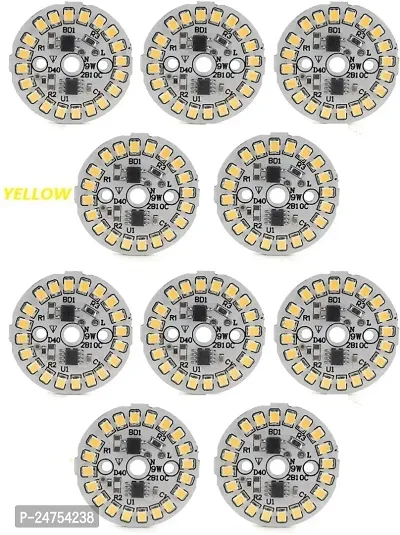 Multipurpose 10 Pieces 9 Watt Yellow Direct On Board Led Bulb Raw Material White Color Light-thumb0