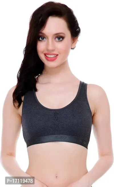 Stylish Black Cotton Blend Solid Bras For Women Pack Of Single