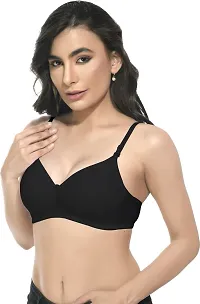 Stylish Black Cotton Solid Bras For Women Pack Of 1-thumb2