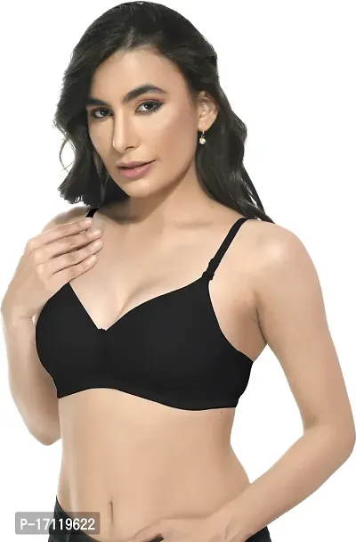 Stylish Black Cotton Solid Bras For Women Pack Of 1-thumb3