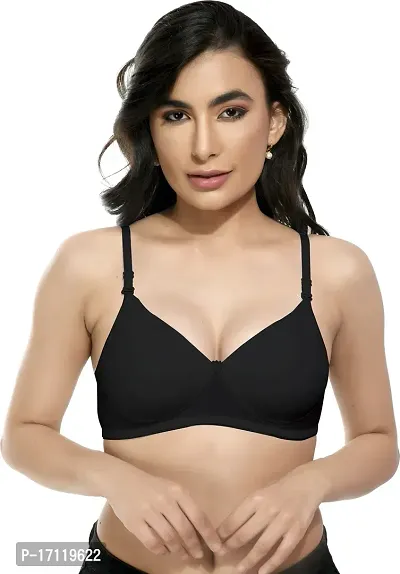 Stylish Black Cotton Solid Bras For Women Pack Of 1-thumb0