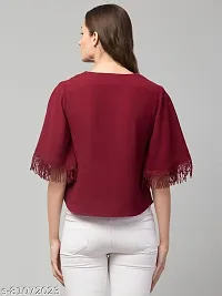 Trendy Polyester Flared Sleeve Crop Top For Women-thumb1