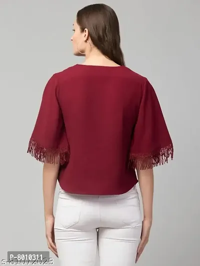 Trendy Polyester Flared Sleeve Crop Top For Women-thumb2