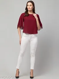 Trendy Polyester Flared Sleeve Crop Top For Women-thumb3