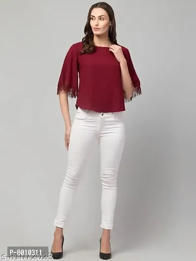 Trendy Polyester Flared Sleeve Crop Top For Women-thumb4