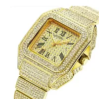 Men's Crystal Diamond Watch  Fashion Bling Iced Out Waterproof Quartz Analog Watch for Men Leather Strap Hip Hop Rapper-thumb3