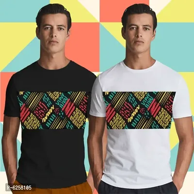 Mens Colorful Abstract Print 100% Cotton T shirt-thumb0