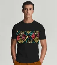 Mens Colorful Abstract Print 100% Cotton T shirt-thumb1