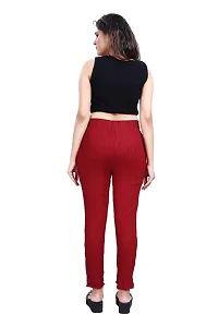 Aurpail Women's Lycra Rayon Cotton Stretchable Lining Trouser Pant (2XL, Maroon)-thumb1