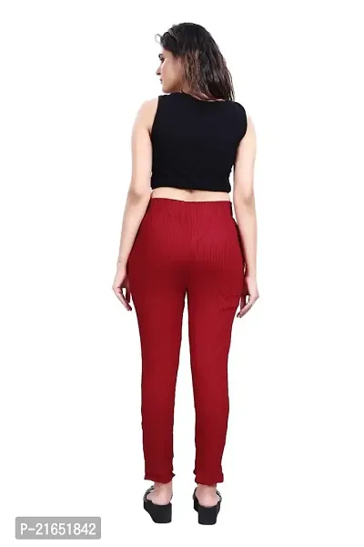 Aurpail Women's Lycra Rayon Cotton Stretchable Lining Trouser Pant (2XL, Maroon)-thumb2