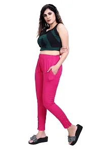 Aurpail Women's Lycra Rayon Cotton Stretchable Lining Trouser Pant (XL, Pink)-thumb1