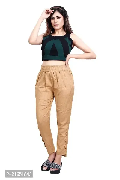 Aurpail Women's Lycra Rayon Cotton Stretchable Lining Trouser Pant-thumb0