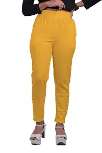 Women's Lycra Slub Cotton Stretchable Potli Trouser Pant (Cigarette Pant)-thumb1