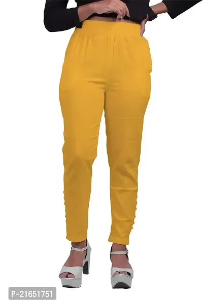 Women's Lycra Slub Cotton Stretchable Potli Trouser Pant (Cigarette Pant)-thumb2