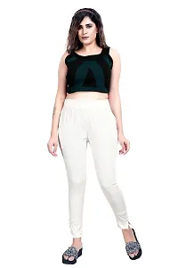 Aurpail Women's Lycra Rayon Cotton Stretchable Lining Trouser Pant (L, White)-thumb1