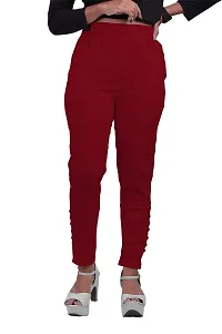 Women's Lycra Slub Cotton Stretchable Potli Trouser Pant (Cigarette Pant)-thumb1