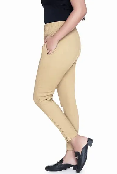 Women's Lycra Slub Stretchable Potli Trouser Pant (Cigarette Pant)