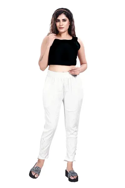 Aurpail Women's Lycra Rayon Cotton Stretchable Lining Trouser Pant