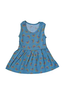 Aurpail Printed Cotton Sleeveless Girls Frock Green-thumb2