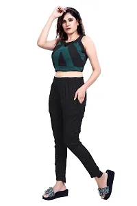 Aurpail Women's Lycra Rayon Cotton Stretchable Lining Trouser Pant (L, Black)-thumb2