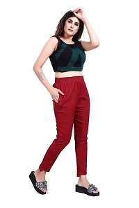 Aurpail Women's Lycra Rayon Cotton Stretchable Lining Trouser Pant (2XL, Maroon)-thumb2