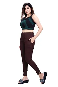 Aurpail Women's Lycra Rayon Cotton Stretchable Lining Trouser Pant (L, Brown)-thumb2