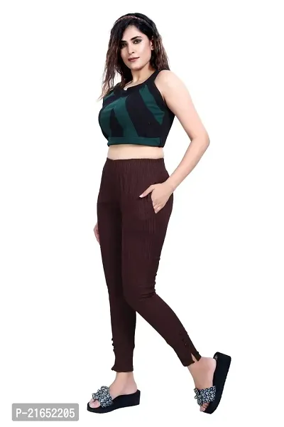 Aurpail Women's Lycra Rayon Cotton Stretchable Lining Trouser Pant (L, Brown)-thumb3