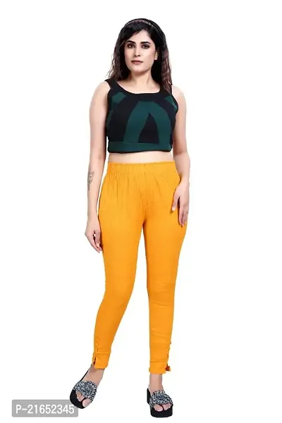 Aurpail Women's Lycra Rayon Cotton Stretchable Lining Trouser Pant (2XL, Yellow)-thumb0