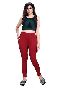 Aurpail Women's Lycra Rayon Cotton Stretchable Lining Trouser Pant (L, Maroon)-thumb4