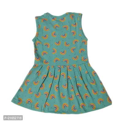 Aurpail Sleeveless Printed Cotton Girls Frock (2-3 Years, Green)-thumb5