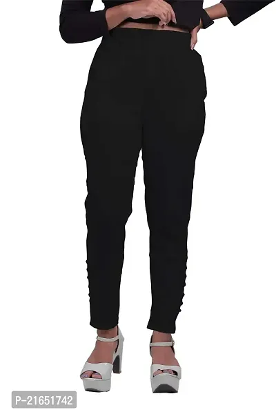 Women's Lycra Slub Cotton Stretchable Potli Trouser Pant (Cigarette Pant)-thumb2