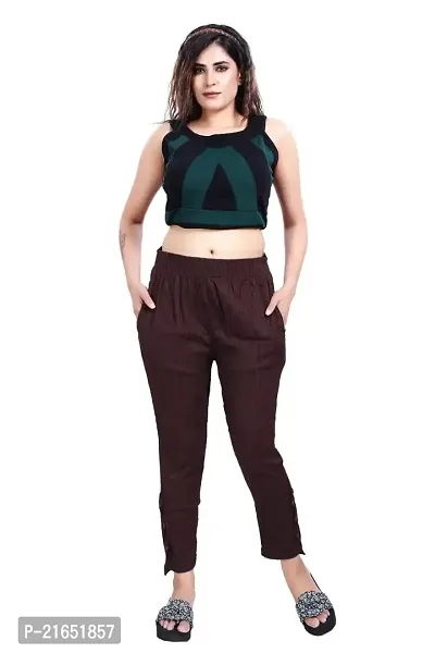 Aurpail Women's Lycra Rayon Cotton Stretchable Lining Trouser Pant