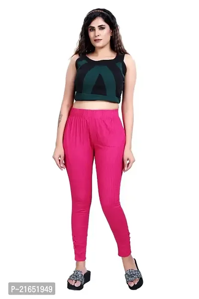 Aurpail Women's Lycra Rayon Cotton Stretchable Lining Trouser Pant (XL, Pink)