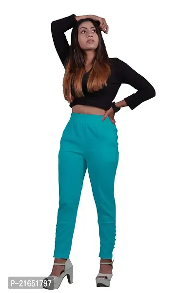 Women's Lycra Slub Cotton Stretchable Potli Trouser Pant (Cigarette Pant)