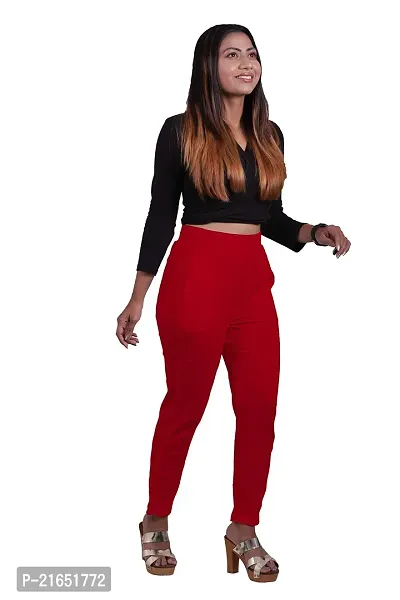 Women's Lycra Slub Cotton Stretchable Potli Trouser Pant (Cigarette Pant)-thumb4