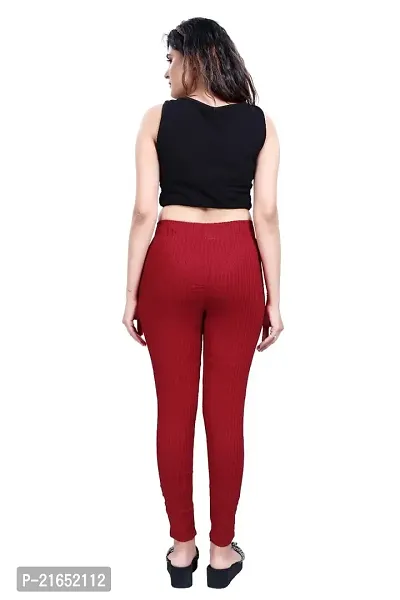 Aurpail Women's Lycra Rayon Cotton Stretchable Lining Trouser Pant (L, Maroon)-thumb3