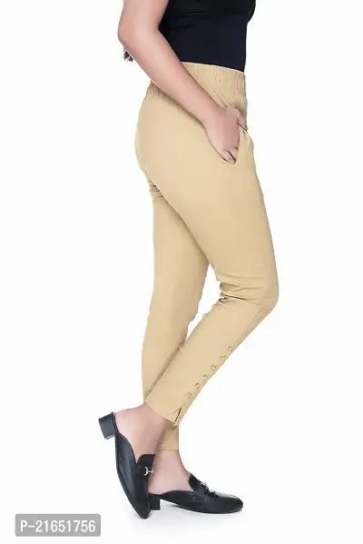 Women's Lycra Slub Cotton Stretchable Potli Trouser Pant (Cigarette Pant)-thumb2