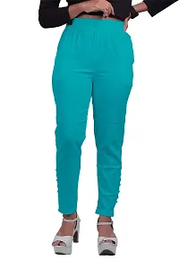 Women's Lycra Slub Cotton Stretchable Potli Trouser Pant (Cigarette Pant)-thumb1