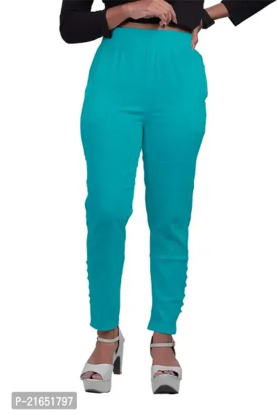 Women's Lycra Slub Cotton Stretchable Potli Trouser Pant (Cigarette Pant)-thumb2