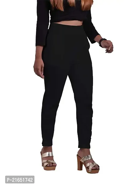 Women's Lycra Slub Cotton Stretchable Potli Trouser Pant (Cigarette Pant)-thumb4