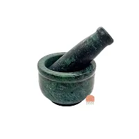 "STLYZ Green Marble Granite Imam Dasta, Mortar and Pestle Set, Ohkli Musal, Kharal,khalbatta or Mixer and Grinder Set for Kitchen (Greem, 4x3 Inchs)"-thumb4