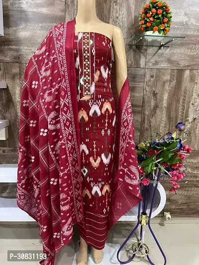 Elegant Cotton Printed Dress Material with Dupatta For Women-thumb0