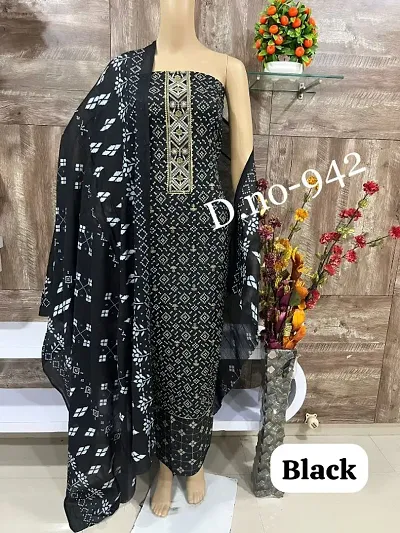 Stylish Cotton Printed Unstitched Dress Material with Dupatta