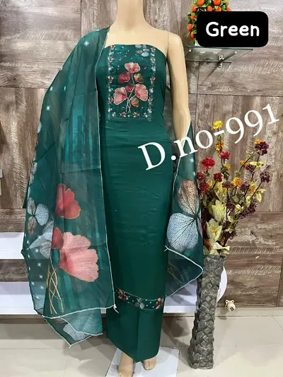 Stylish Cotton Unstitched Dress Material with Dupatta