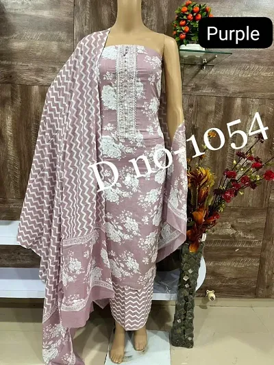 Stylish Cotton Printed Dress Material with Dupatta