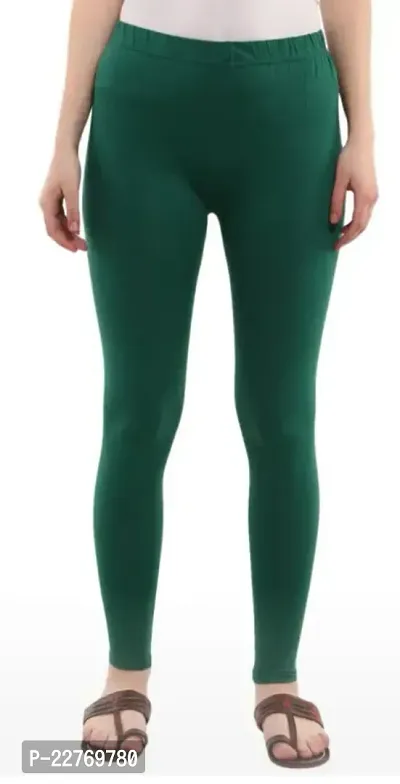 Fabulous Green Cotton Solid Leggings For Women-thumb0