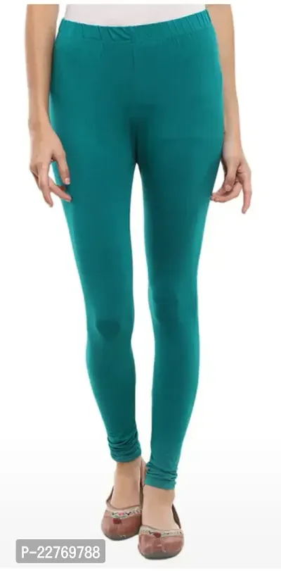 Fabulous Green Cotton Solid Leggings For Women-thumb0