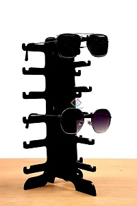 Acrylic 6 Glass Stand Spectacle Specs Eyeglass Sunglasses Holder Stand (12 Inch, Black)-thumb2