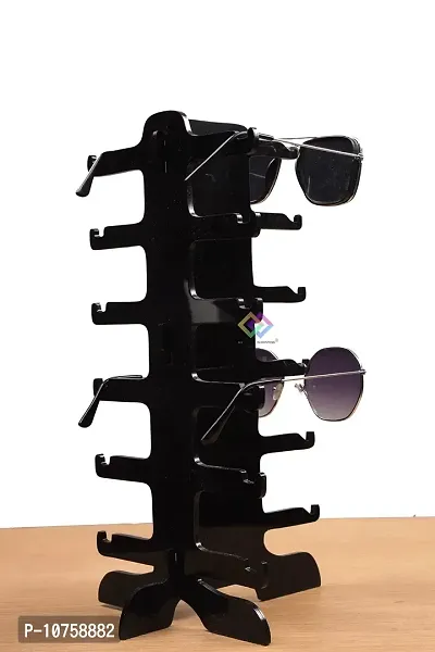 Acrylic 6 Glass Stand Spectacle Specs Eyeglass Sunglasses Holder Stand (12 Inch, Black)-thumb4