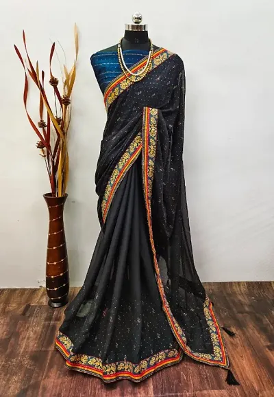 New In Georgette Saree with Blouse piece 